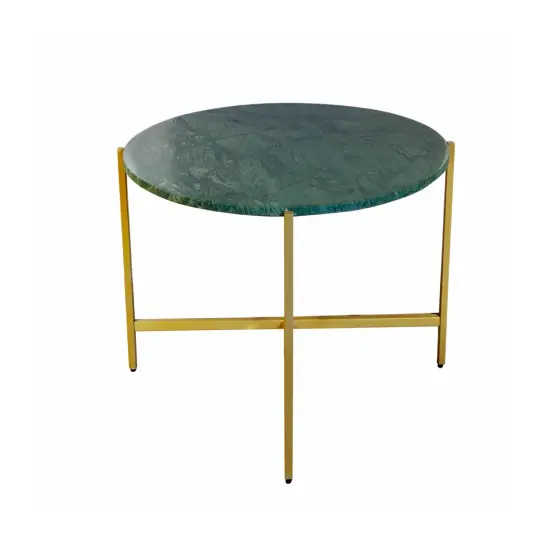 Green Marble Nesting Table with Golden Metal Frame (17" Height) | Elegant & Sturdy Side Table | Luxurious Space-Saving Design | Perfect for Living Room, Bedroom, Office & Home D&eacute;cor {2}