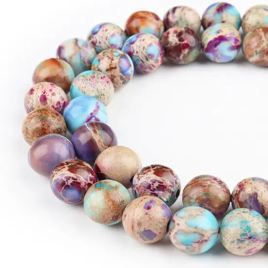 Natural Stone Beads Gemstone Beads for Jewelry Making - Galaxy Sea Sediment Jasper Beads for Bracelets, 6mm Semi Precious Crystal Round Beads(58-60pcs, 6mm, Galaxy Sea Sediment Jasper) {5}