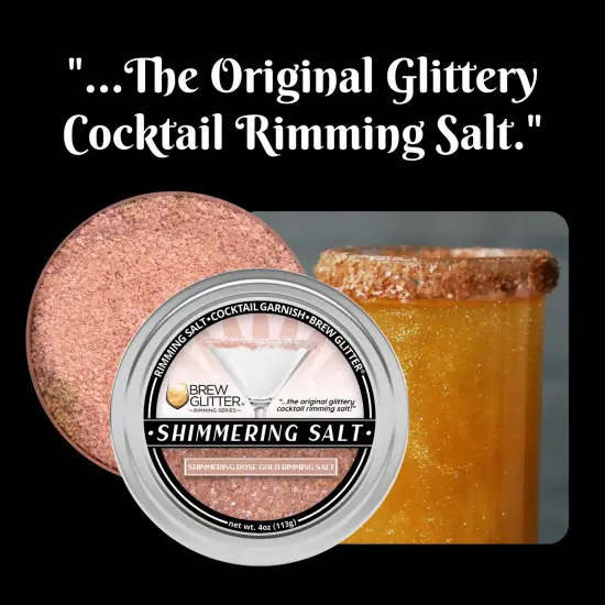 Brew Glitter - Shimmering Rose Gold Rimming Salt (4oz, 1x Bar Tin) Edible Glitter Blended Cocktail Garnish for Mixed Drinks and Beverages {4}