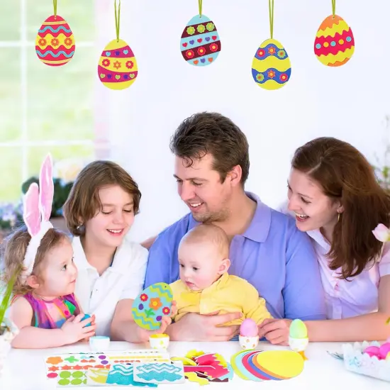 12 Pack Easter Egg Craft Kit for Kids Make You Own Egg Foam Stickers Ornament DIY {2}