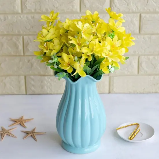 20 Heads Artificial Mini Orchid Outdoor Flower Plant Home Decor Yellow {2}