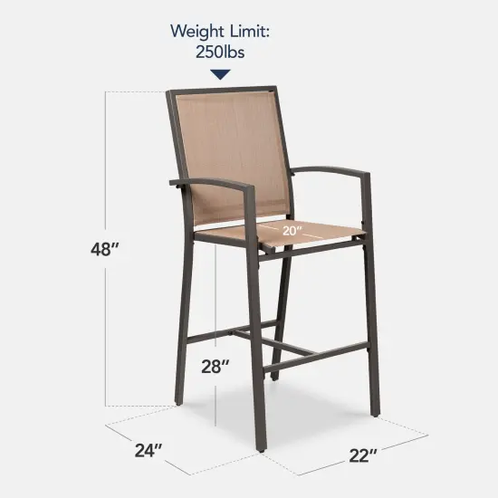 Best Choice Products Outdoor Barstools Set of 2, Bar Height Patio Chairs w/ All-Weather Mesh Brown/Light Brown {2}