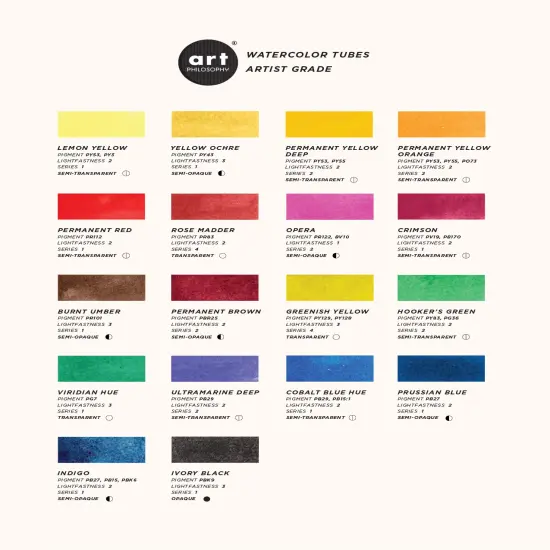 Art Philosophy&reg; Artist Grade Watercolor Tubes - Permanent Yellow Deep - 15 ml - series #2 {2}