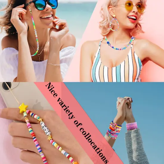 18500 Pcs 48 Strands Clay Beads Polymer Heishi Flat Round Disc and Alphabet Letter Beads for Bracelet Jewelry Making DIY Necklace Earrings, 48 Colors 6mm {3}