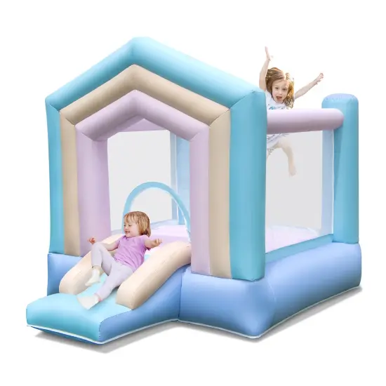 Kids Bounce House with Slide and Basketball Rim Bouncy Castle for Party without Blower {3}