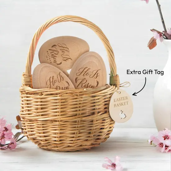 Easter Egg Decor, Wooden Decorations For Home, Tier Tray, Centerpiece Table Top, Easter Gifts Religious For Adult, Church, Christian Basket Stuffers, Egg Fillers For Toddlers, Kids (He Is Risen) {5}