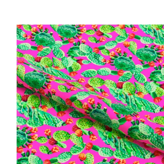 Cactus Leaves Printed Spandex Fabric Width 55/56" {5}