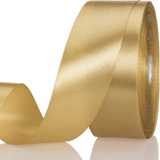 1 1/2 Inch Champaign Gold Solid Satin Ribbon, 50 Yards Craft Fabric Ribbon for Gift Wrapping Floral Bouquets Wedding Party Decoration {4}