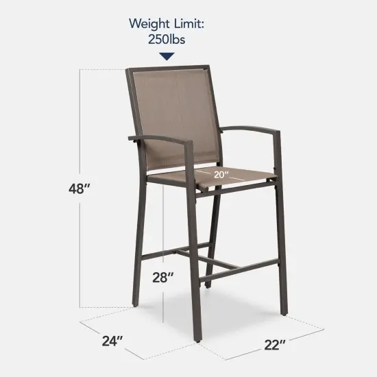 Best Choice Products Outdoor Barstools Set of 2, Bar Height Patio Chairs w/ All-Weather Mesh Brown/Brown {2}