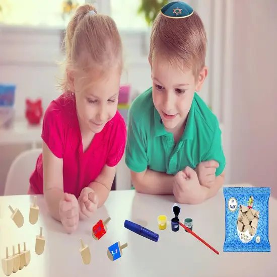 Hanukkah Wood Dreidels, Design Your Own Dreidel, DIY 1.5" Inch Unfinished Natural Wooden Chanukkah Dreidels (30-Pack) {3}