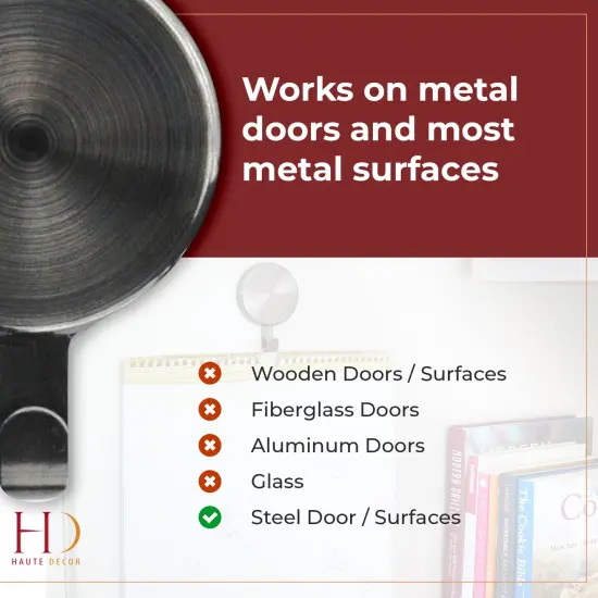 Haute Decor Attract&reg; Magnetic Hanger, 1 Pack - Strong Magnet Hook for Metal Doors and Surfaces Nickel {3}