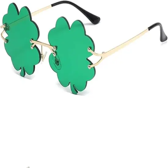 St. Patrick's Day Irish Shamrock Sunglasses for Women Men Green Lucky Leprechaun Costume Fashion Rimless Glasses {1}