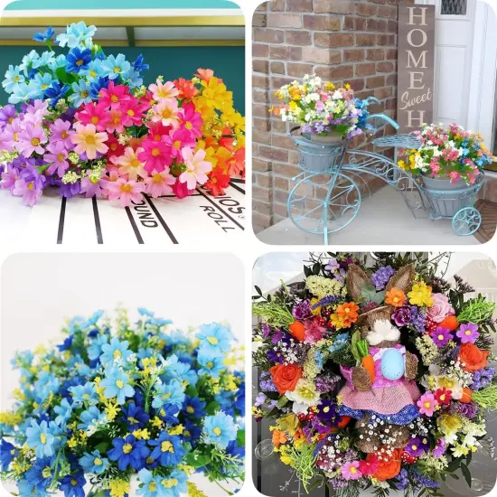 Outdoor Artificial Flower Plant Grass Garden Daisy Home Decoration White {4}