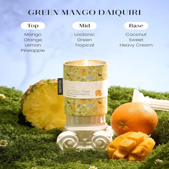 Green Mango Daiquiri Scented Soy Candle, Spring Floral Aromatherapy Gift for Stress Relief, 60-Hour Burn Time Long-Lasting Fragrance, 11.3oz Relaxing Jar Candle for Mom {2}