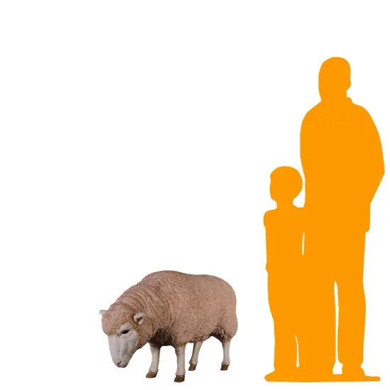 Merino Ewe Sheep Head Down Life Size Statue {2}