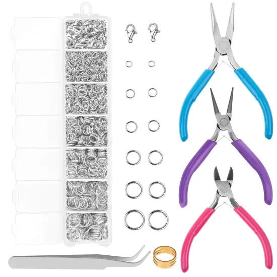 Jump Rings and Jewelry Pliers for Jewelry Making, Cridoz Jewelry Repair Kit with 1520Pcs Silver Jump Rings and 3Pcs Jewelry Pliers for Earrings, Necklaces, Rings, Bracelets and Jewelry Making Supplies {1}