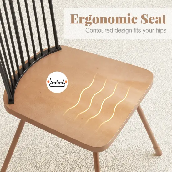 Dining Chair with Spindle Back and Ergonomic Contoured Seat Set of 2-Natural {6}