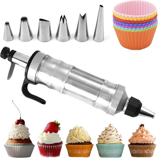 Dessert Decorating Syringe Set, Icing Piping Kit Stainless Steels Cake Decorating Tools {1}