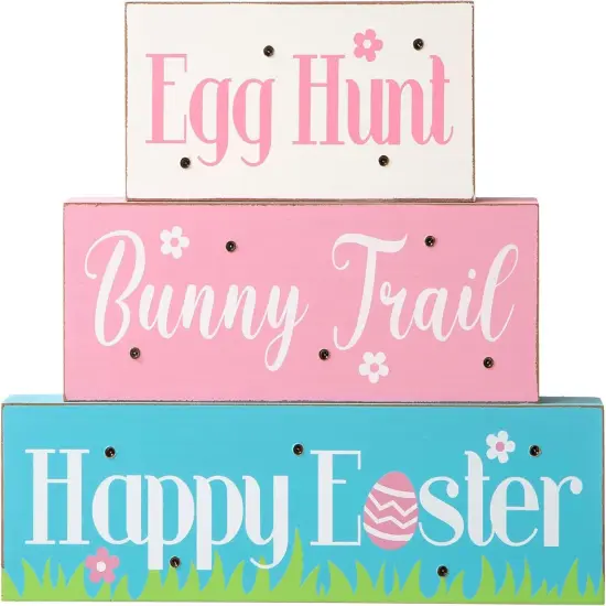 LED Lighted Wooden Easter Table Sign Spring Home Decor for Holiday Easter Party Supplies Props {5}