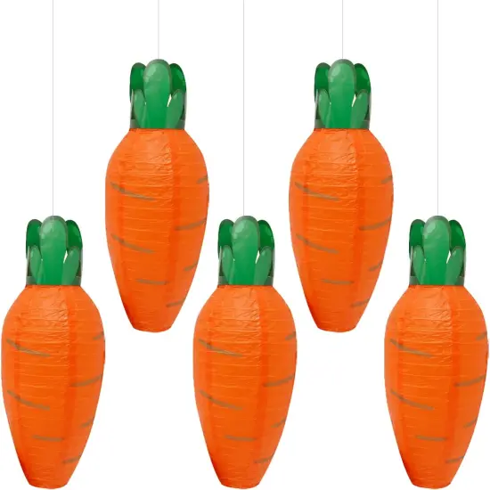 5 PCS Lanterns, Easter Carrot-shaped Paper Lanterns, Cartoon Paper Lantern, for Party, Classroom, Birthday, Home Decoration, for Easter Decoration {2}
