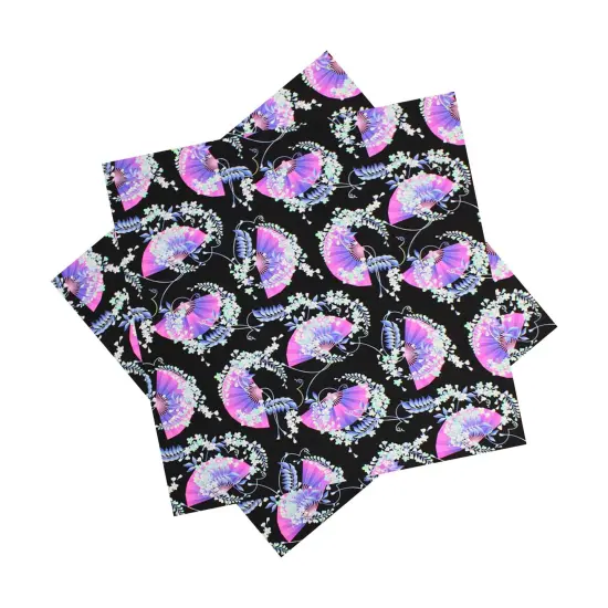 1 Yard Japanese Fans Printed 4 Way Stretch Nylon Spandex Fabric 58 60 inch Width {4}