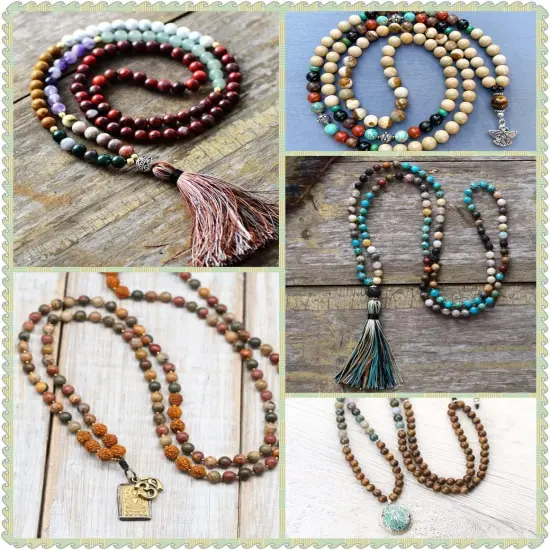 00pcs 8mm Natural Sandalwood Round Beads Gorgeous Craft Handmade Polished Spacer Mala Pray Beads with Elastic Cord for Bracelets DIY Rosary Tasbih Jewelry Making {2}