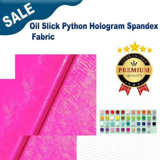 Oil Slick Python Hologram Spandex Fabric Green {2}