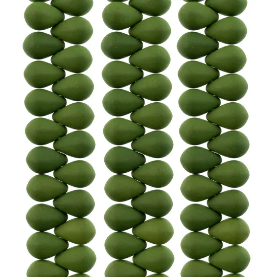 John Bead 114pcs 6x9mm Czech Glass White Alabaster Velvet Drop Bead Strands Green {1}