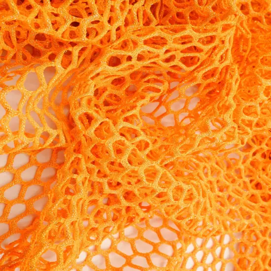 1 Yard Lurex Fishnet Mesh Fabric, 58/60&Prime; Wide Polyester Spandex Blend ORANGE {3}