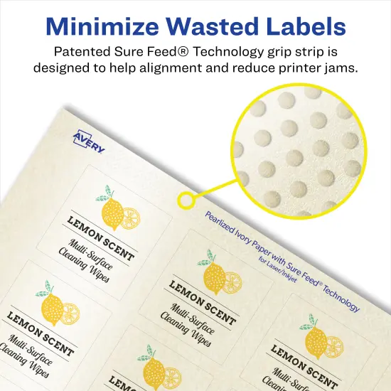 Avery Pearlized Ivory Square Labels with Sure Feed Technology, Print-to-the-Edge, 1.5" x 1.5" {4}
