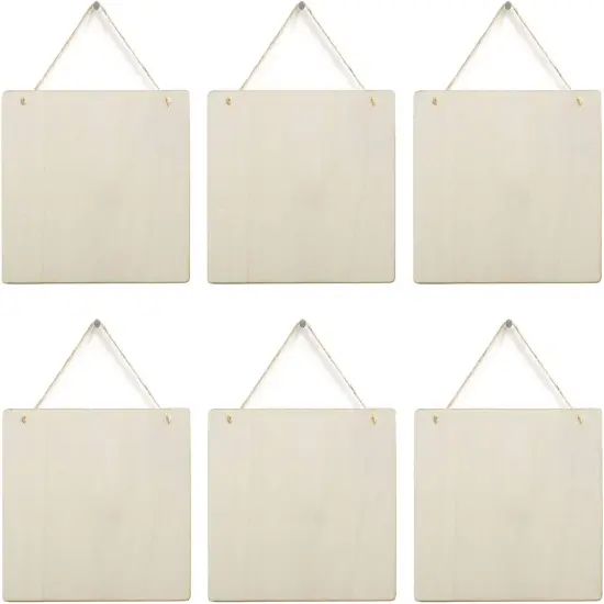 6 Pack Blank Wooden Plaque Rectangle Unfinished Wood {1}