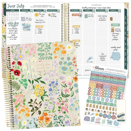 bloom daily planners 2025-26 Academic Planner Vision Planner, 7.5" x 9", Garden Party, Beige {2}