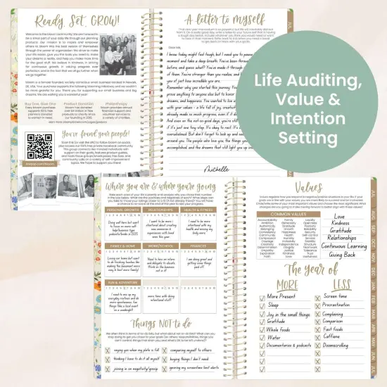 bloom daily planners 2025-26 Academic Planner, Soft Cover, 5.5" x 8.25", Garden Party, Beige {5}