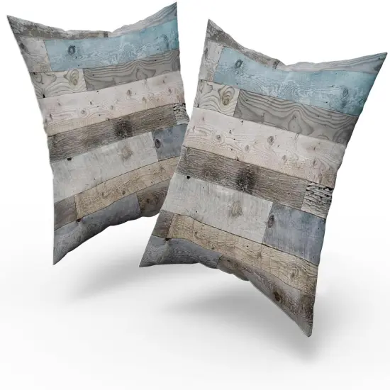 Wood Grain Throw Pillow Covers, Vintage Barnwood Cushion Covers, Rustic Wooden Country Style Square Pillowcases for Sofa Couch Bedding Farmhouse Deco {2}