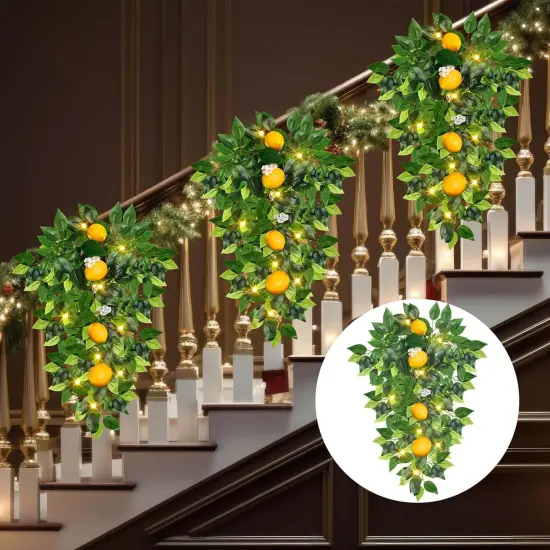 20 Inch Prelit Lemon Teardrop Swag with Lights {1}