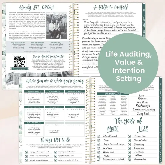 bloom daily planners 2025-26 Academic Planner, Soft Cover, 8.5" x 11",Boho Greenery {5}