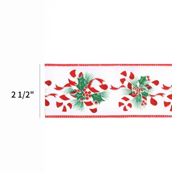 LaRibbons 2 1/2" Wired Ribbon | "Candy Cane" White/Red/Iris | 10 Yard Roll {6}