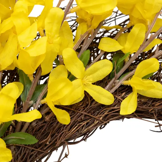 Northlight Forsythia and Grapevine Artificial Floral Wreath - Yellow - 24" {6}