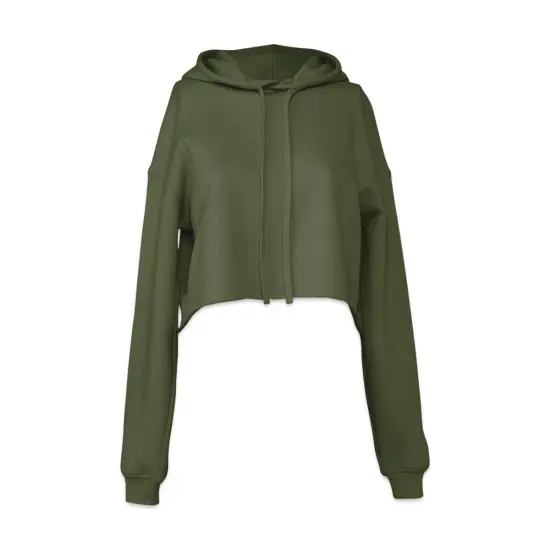 Bella + Canvas Cropped Fleece Hoodie - Military Green, Size Large {1}