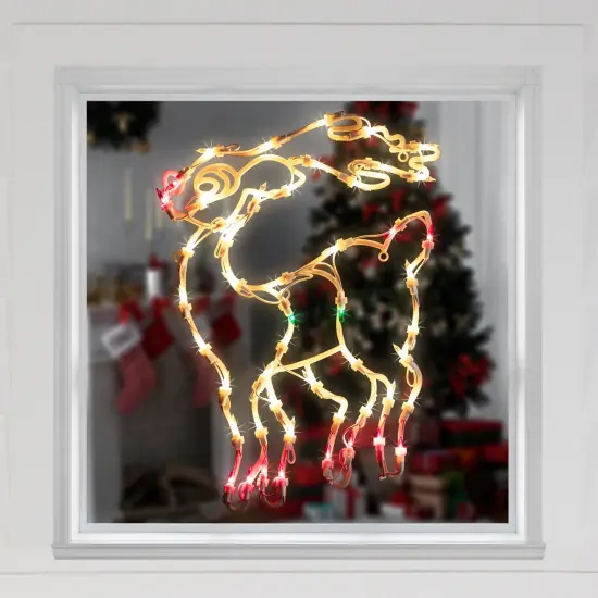 Northlight Lighted Reindeer Christmas Window Silhouette - 18" - White - Multicolor Lights {4}