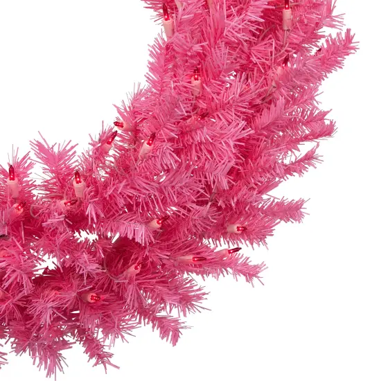 Northlight 36" Pre-Lit Pink Spruce Artificial Christmas Wreath, Pink Lights {4}