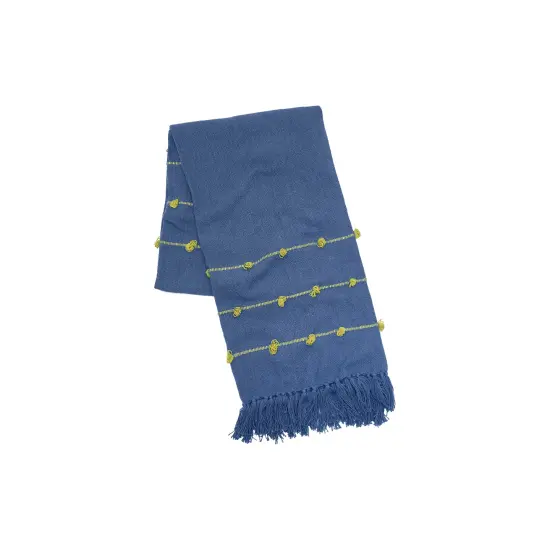 50" x 60" Tabb Indigo & Citron Handcrafted Textured Tufts Throw Blanket {1}