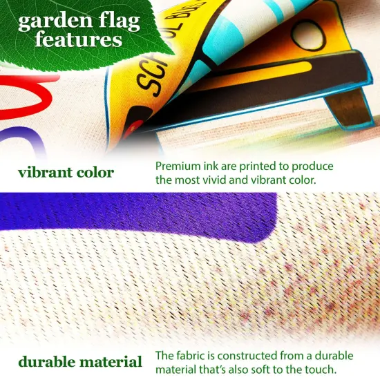 G128 Combo Pack: Garden Flag Stand 36x16IN & Garden Flag Back to School Bus Printed 12x18IN Double Sided {3}