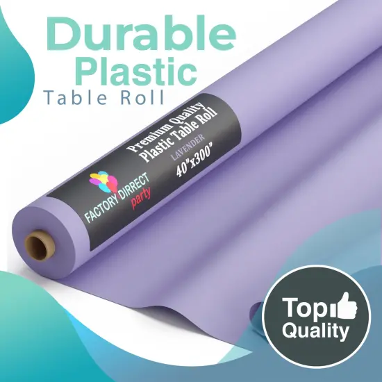Exquisite Plastic Table Cover Roll &ndash; 40" x 300' Disposable Tablecloth Roll &ndash; Premium Thick 0.5 MIL Plastic Banquet Roll &ndash; Party Table Cover Roll for Events & Catering Lavender {3}