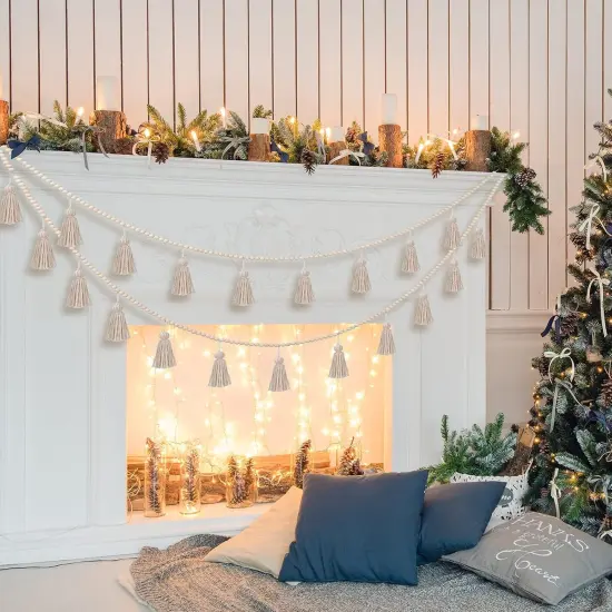 Boho Tassel Garland Decor Wooden Bead Garlands 9.8ft(Classic Color) {4}