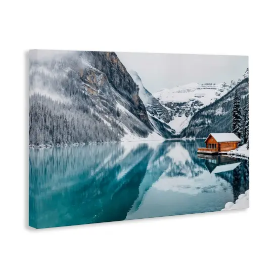 Stupell Industries Winter Cabin on Icy Lake Canvas By Lazar Studio {3}