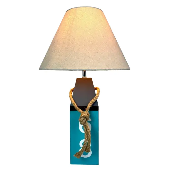 Coastal Blue Buoy Table Lamp 19.5" Nautical Beach Decor with Shade {3}