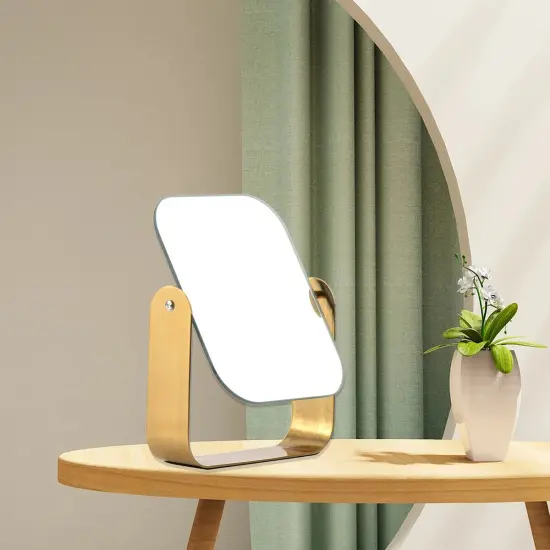 7" Metro Glam 360&deg; Rotation Tabletop Vanity Mirror Matte Black {5}