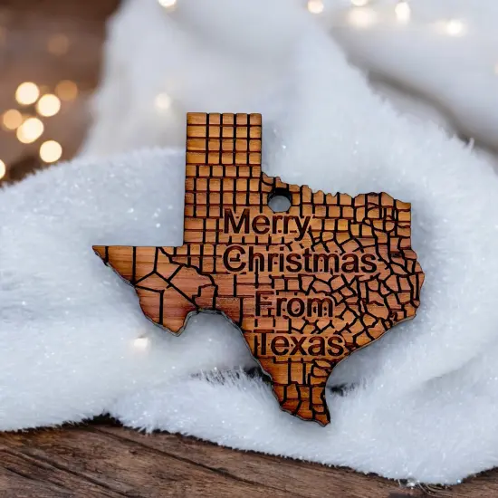 Merry Christmas From Texas - Cedar Ornament {5}