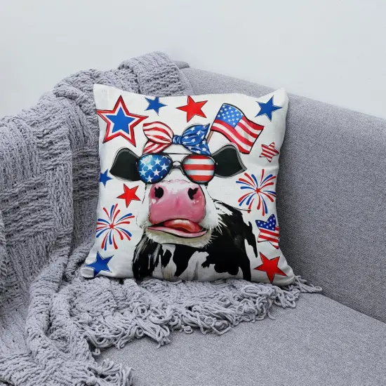 Cow Decorative Throw Pillow Covers for 4th of July Decorations {3}